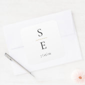 Einfache Elegant Monogram Gold Wedding Quadratischer Aufkleber (Umschlag)