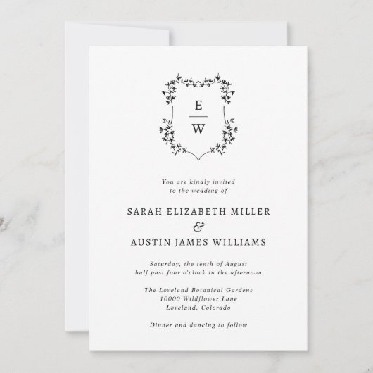 Einfache Elegant Monogram Hochzeit Einladung (Vorderseite)