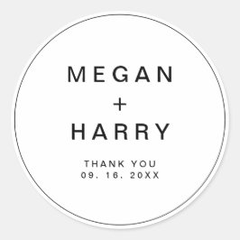 Einfache Elegant Monogram Hochzeit Runder Aufkleber