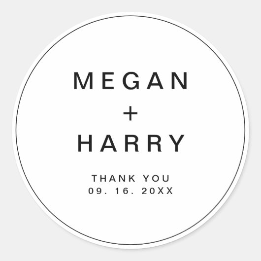 Einfache Elegant Monogram Hochzeit Runder Aufkleber (Vorderseite)