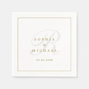 Einfache Elegant Monogram Hochzeit Serviette