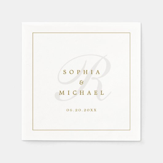 Einfache Elegant Monogram Hochzeit Serviette (Vorderseite)