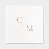 Einfache Elegant Monogram Hochzeit Servietten Mit Folie (Vorderseite)