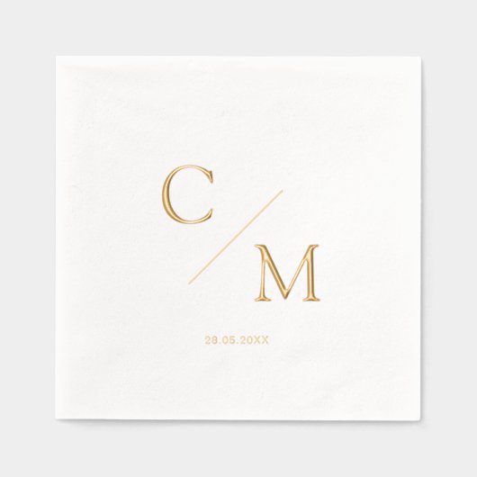 Einfache Elegant Monogram Hochzeit Servietten Mit Folie (Vorderseite)