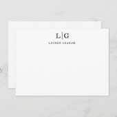 Einfache Elegant Monogram Initial Mitteilungskarte (Vorne/Hinten)