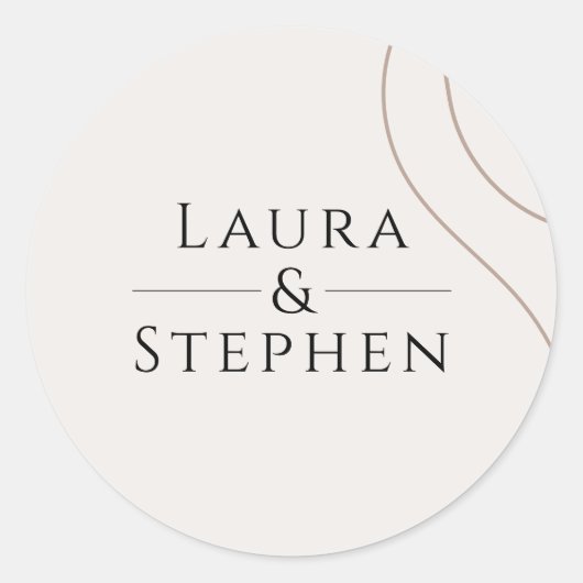 Einfache Elegant Names Monogram Wedding Envelope Runder Aufkleber (Vorderseite)