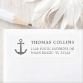 Einfache Elegant Nautical Gray Anchor Rücksendeadr (Insitu)