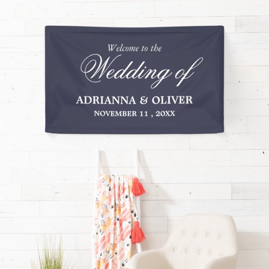 Einfache Elegant Navy Blue Begrüßung Banner (Insitu)