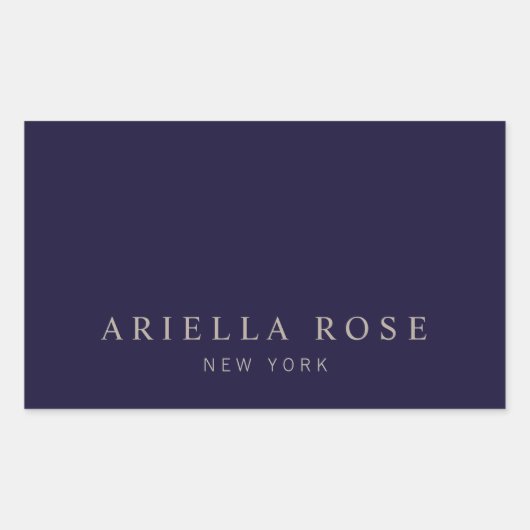 Einfache Elegant Navy Blue Beruflich Minimalistisc Rechteckiger Aufkleber (Vorderseite)