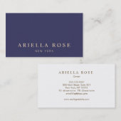 Einfache Elegant Navy Blue Beruflich Visitenkarte (Vorne/Hinten)