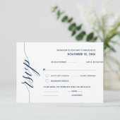 Einfache Elegant Navy Blue Calligraphy, Wedding RS Begleitkarte (Stehend Vorderseite)