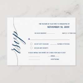 Einfache Elegant Navy Blue Calligraphy, Wedding RS Begleitkarte