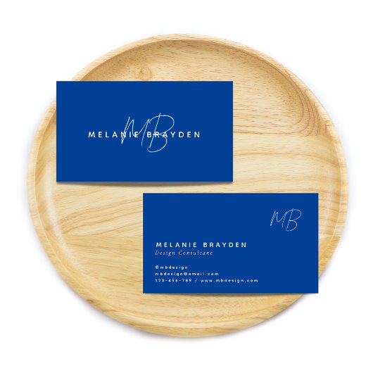 Einfache Elegant Navy Blue Minimalistisch Two Mono Visitenkarte