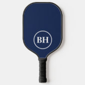 Einfache Elegant Navy Blue Monogram Custom Pickleball Schläger (Vorderseite)