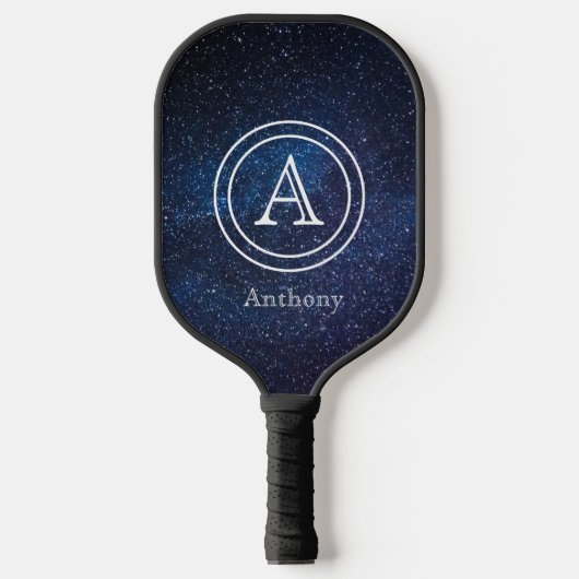 Einfache Elegant Navy Blue Monogram Custom Pickleball Schläger (Vorderseite)