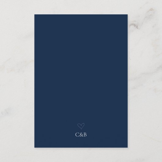 Einfache Elegant Navy Blue QR Code Hochzeit RSVP K Begleitkarte (Rückseite)