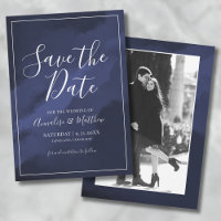 Einfache Elegant Navy Blue Save the Date Hochzeit