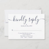 Einfache Elegant Navy Blue Script Auswahl RSVP Karte (Vorderseite)