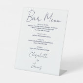 Einfache Elegant Navy Blue Script Bar Menu Sockelschild (Vorderseite)