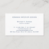 Einfache Elegant Navy Blue Watercolor Moderne Visitenkarte (Rückseite)