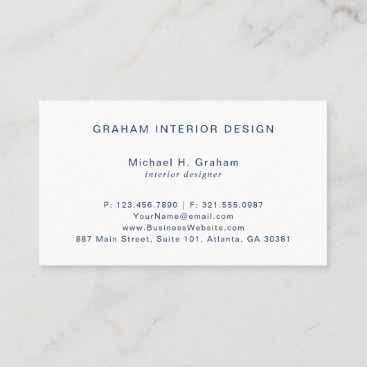 Einfache Elegant Navy Blue Watercolor Moderne Visitenkarte (Rückseite)