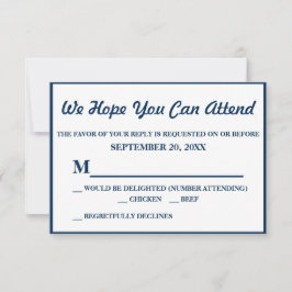 Einfache Elegant Navy Blue Wedding RSVP