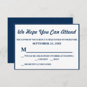 Einfache Elegant Navy Blue Wedding RSVP (Vorne/Hinten)