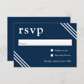 Einfache Elegant Navy Blue Wedding RSVP Begleitkarte (Vorne/Hinten)