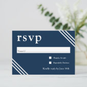 Einfache Elegant Navy Blue Wedding RSVP Begleitkarte (Stehend Vorderseite)