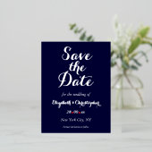 Einfache Elegant Navy Blue Wedding speichern das D Folie Einladungspostkarte (Stehend vorne)