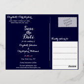 Einfache Elegant Navy Blue Wedding speichern das D Folie Einladungspostkarte (Rückseite)
