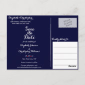Einfache Elegant Navy Blue Wedding speichern das D Postkarte (Rückseite)