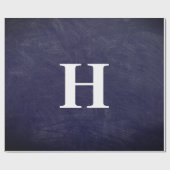 Einfache Elegant Navy Blue White Monogram Simple Geschenkpapier (Flach)