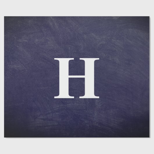 Einfache Elegant Navy Blue White Monogram Simple Geschenkpapier (Flach)