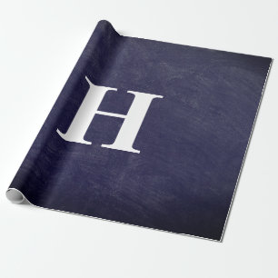 Einfache Elegant Navy Blue White Monogram Simple Geschenkpapier