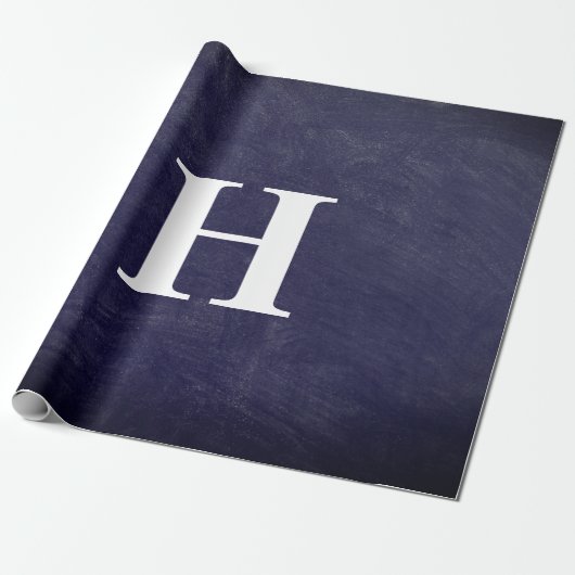 Einfache Elegant Navy Blue White Monogram Simple Geschenkpapier (Ungerollt)