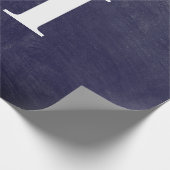 Einfache Elegant Navy Blue White Monogram Simple Geschenkpapier (Ecke)