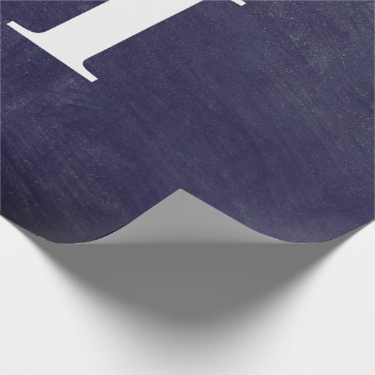 Einfache Elegant Navy Blue White Monogram Simple Geschenkpapier (Ecke)