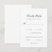 Einfache Elegant Navy & White Hochzeit RSVP Karte (Vorne/Hinten)