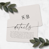 Einfache Elegant-Off-White-Elfenbein-Hochzeitsdeta Begleitkarte