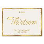 Einfache Elegant Off-White Luxe Gold Edge Tischnummer (Vorderseite)