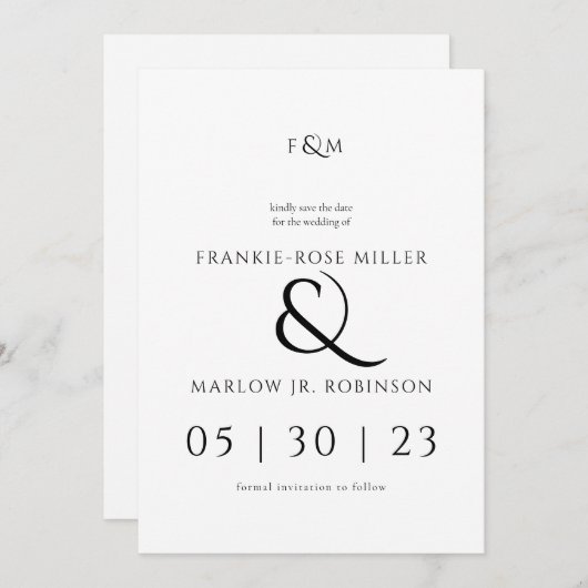 Einfache Elegant ohne Foto Save the Date Einladung (Vorne/Hinten)