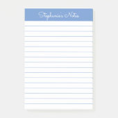Einfache Elegant Perwinkle Blue Lined Personalisie Post-it Klebezettel (Vorderseite)