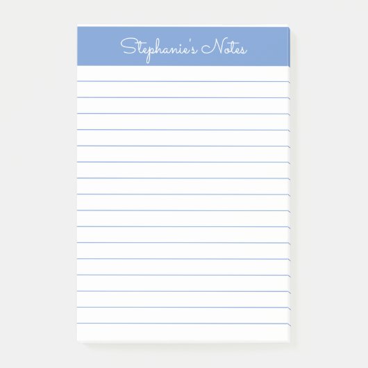 Einfache Elegant Perwinkle Blue Lined Personalisie Post-it Klebezettel (Vorderseite)