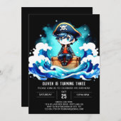 Einfache Elegant Pirate Birthday Einladung (Vorne/Hinten)