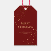 Einfache Elegant Red & Gold Confetti Frohe Weihnac Geschenkanhänger (Vorderseite)