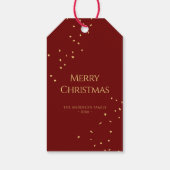 Einfache Elegant Red & Gold Confetti Frohe Weihnac Geschenkanhänger (Rückseite)