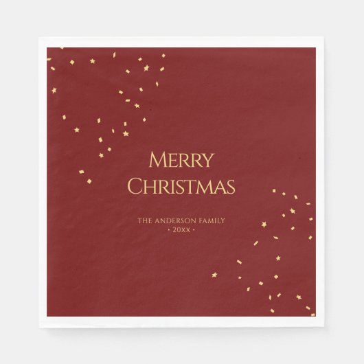 Einfache Elegant Red & Gold Confetti Frohe Weihnac Serviette (Vorderseite)