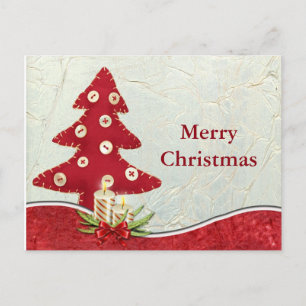 Einfache Elegant Red Merry Christmas Tree Dekorati Feiertagspostkarte