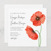 Einfache Elegant Red Poppy Floral Stilvolles Skrip Einladung (Vorne/Hinten)